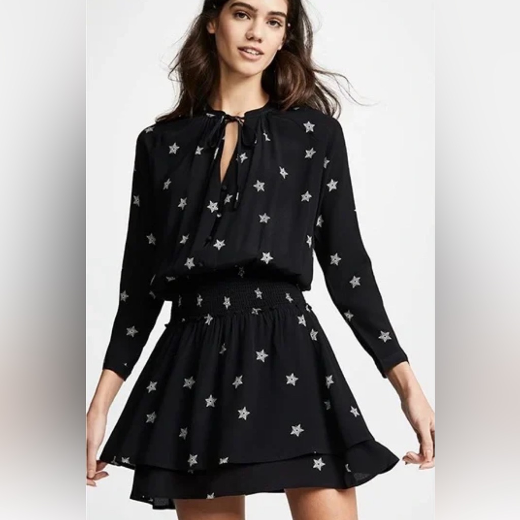 Rails Jasmine Black Rivet Star Mini Dress. Small. Whimsy